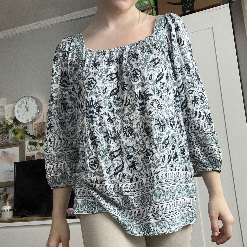 Lucky Brand Blue Floral Blouse Size Small